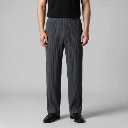 Men's Striped Trousers with Drawstring Elastic Waistband