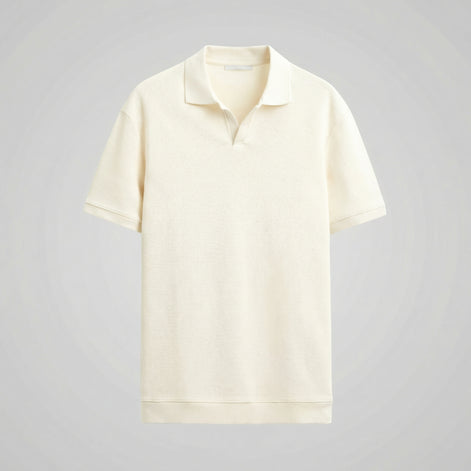 Men's Structured V-Neck Polo Shirt