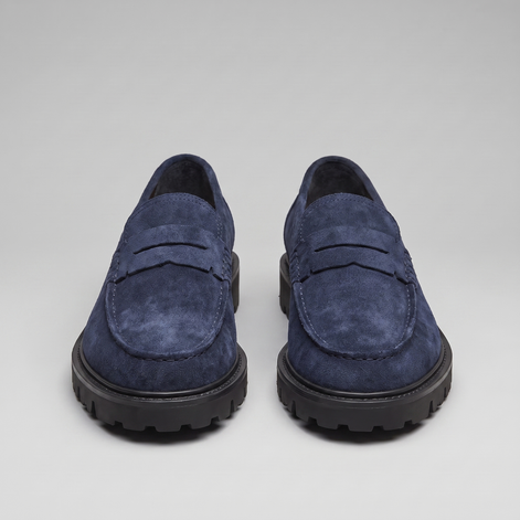 Men's Suede Chunky Sole Penny Loafers