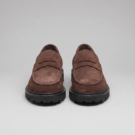 Men's Suede Chunky Sole Penny Loafers