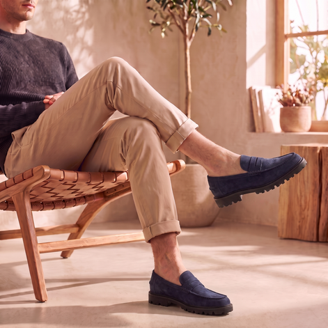Men's Suede Chunky Sole Penny Loafers