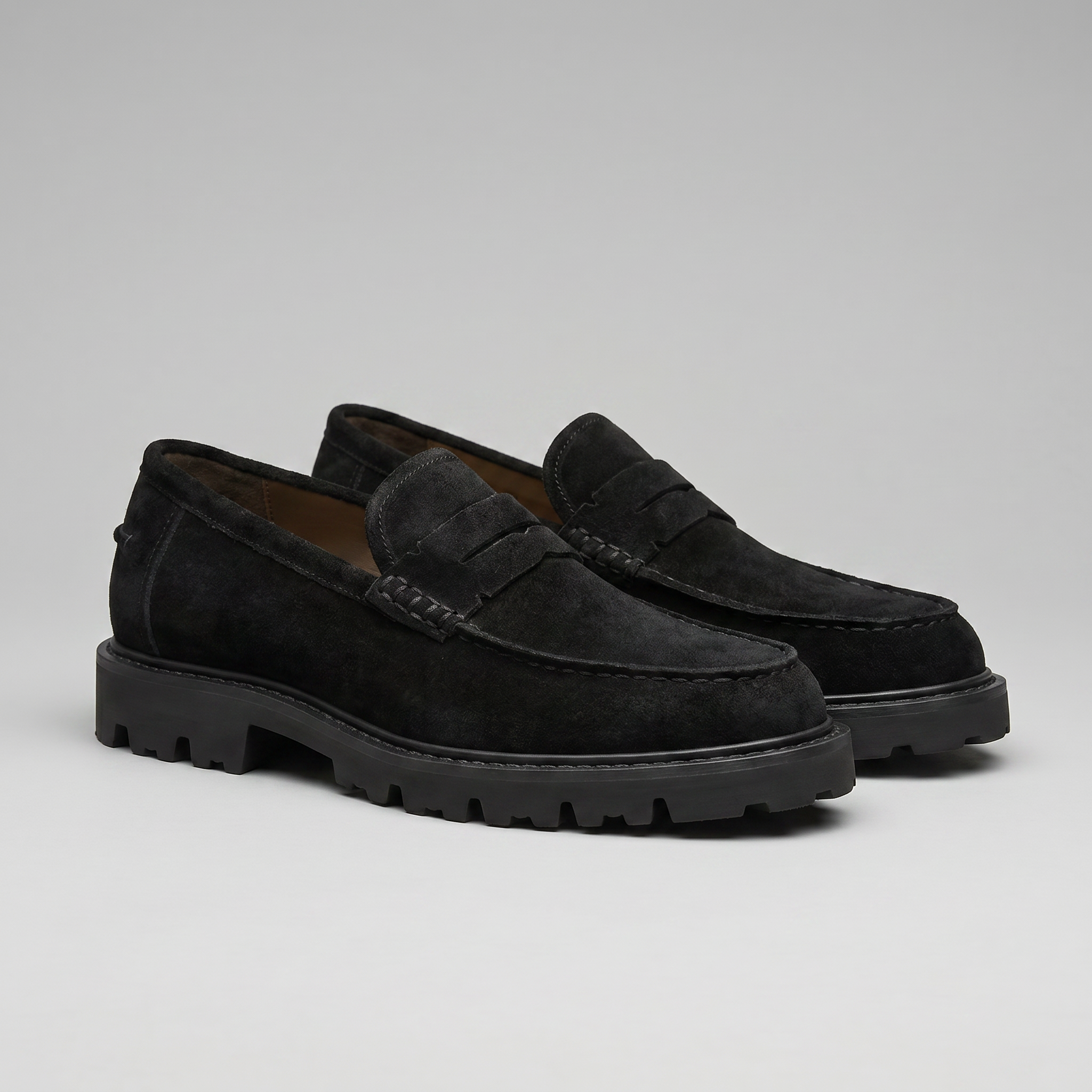 Men's Suede Chunky Sole Penny Loafers
