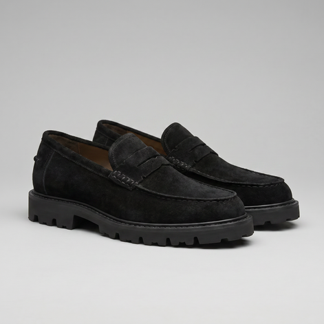 Men's Suede Chunky Sole Penny Loafers