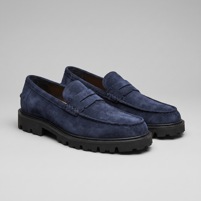 Men's Suede Chunky Sole Penny Loafers
