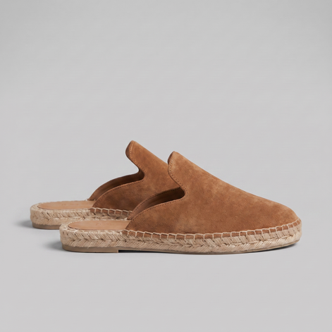Men's PU Suede Espadrille Mule Loafers