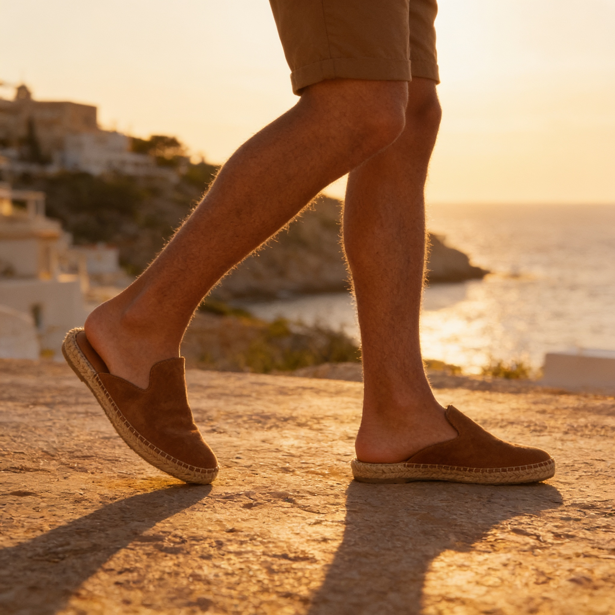 Men's PU Suede Espadrille Mule Loafers
