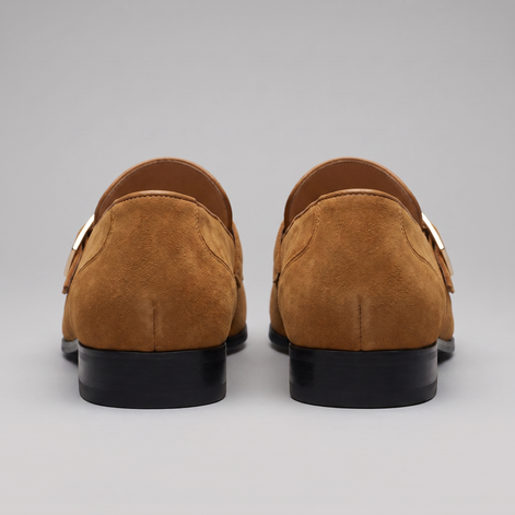 Men's Suede Gold Buckle Loafers
