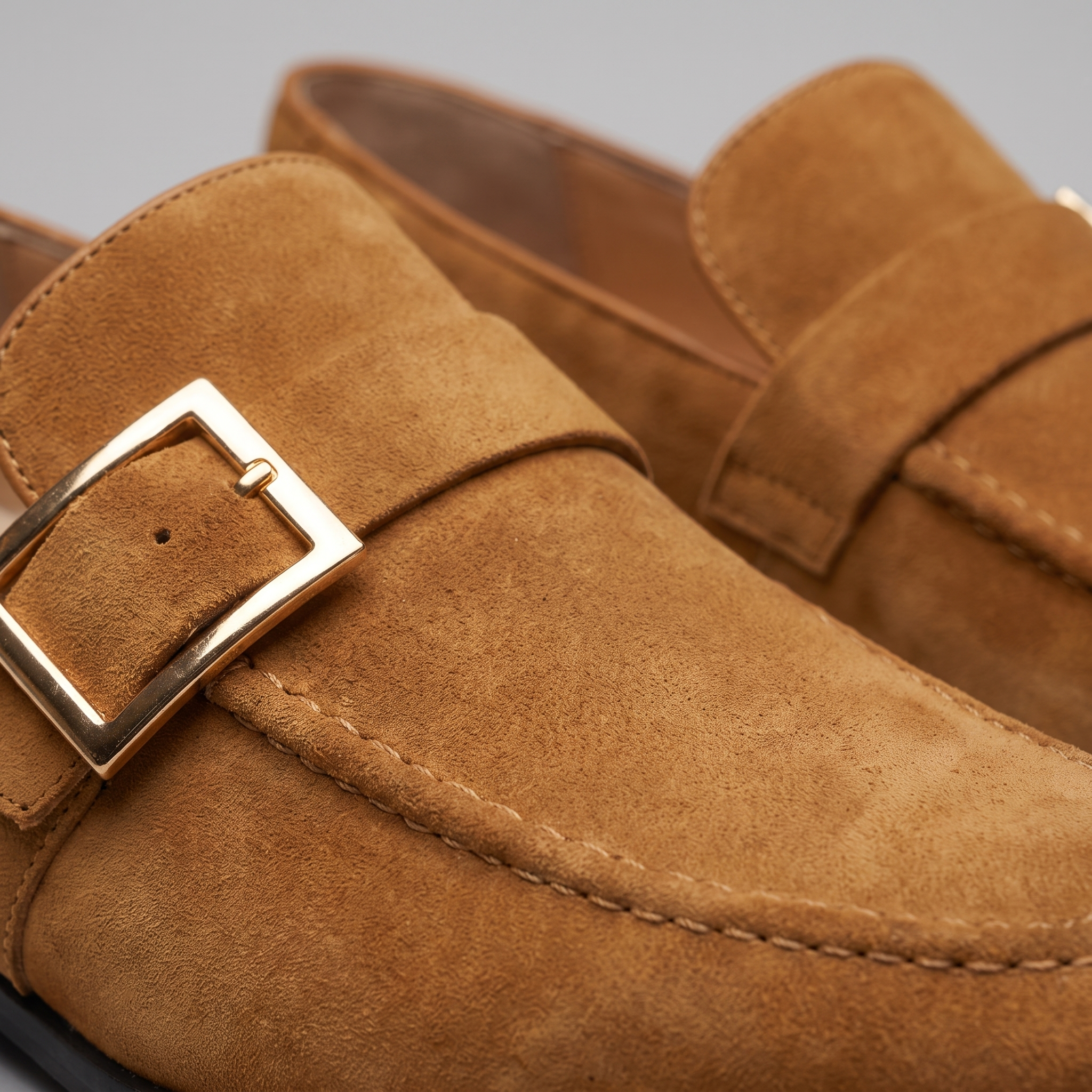 Men's Suede Gold Buckle Loafers
