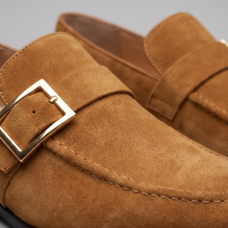 Men's Suede Gold Buckle Loafers