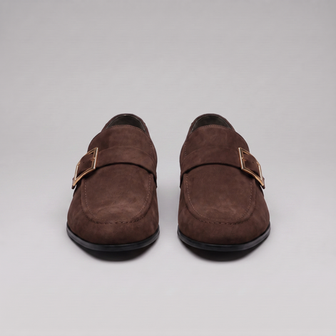 Men's Suede Gold Buckle Loafers