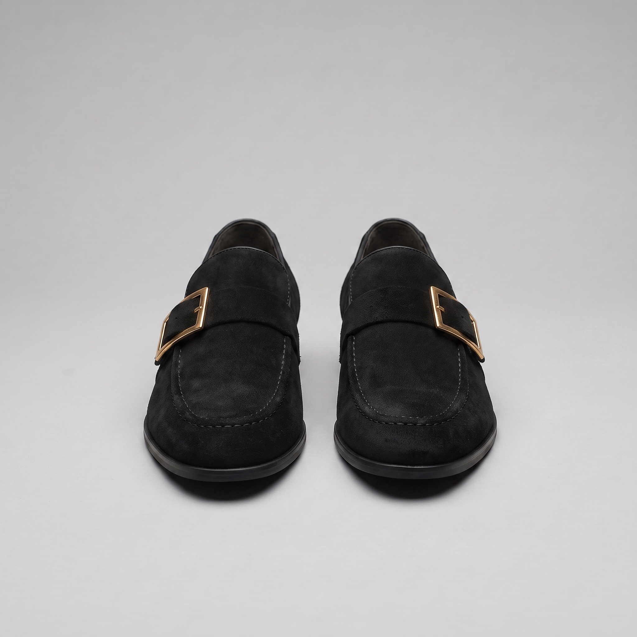 Men's Suede Gold Buckle Loafers