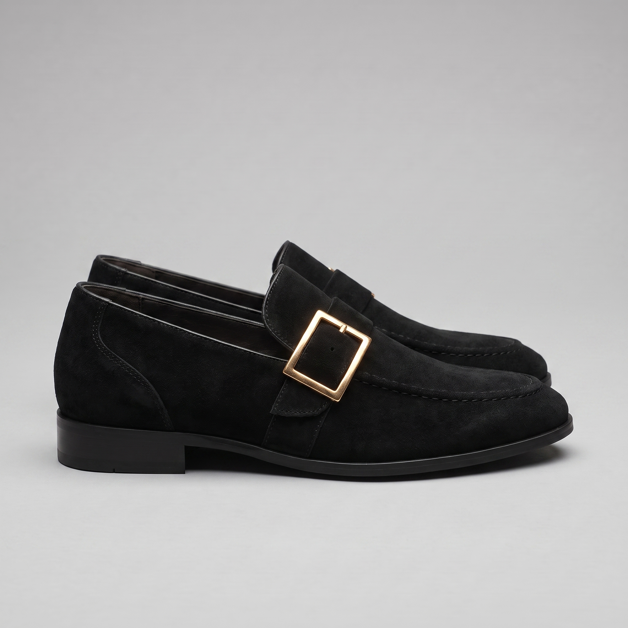 Men's Suede Gold Buckle Loafers