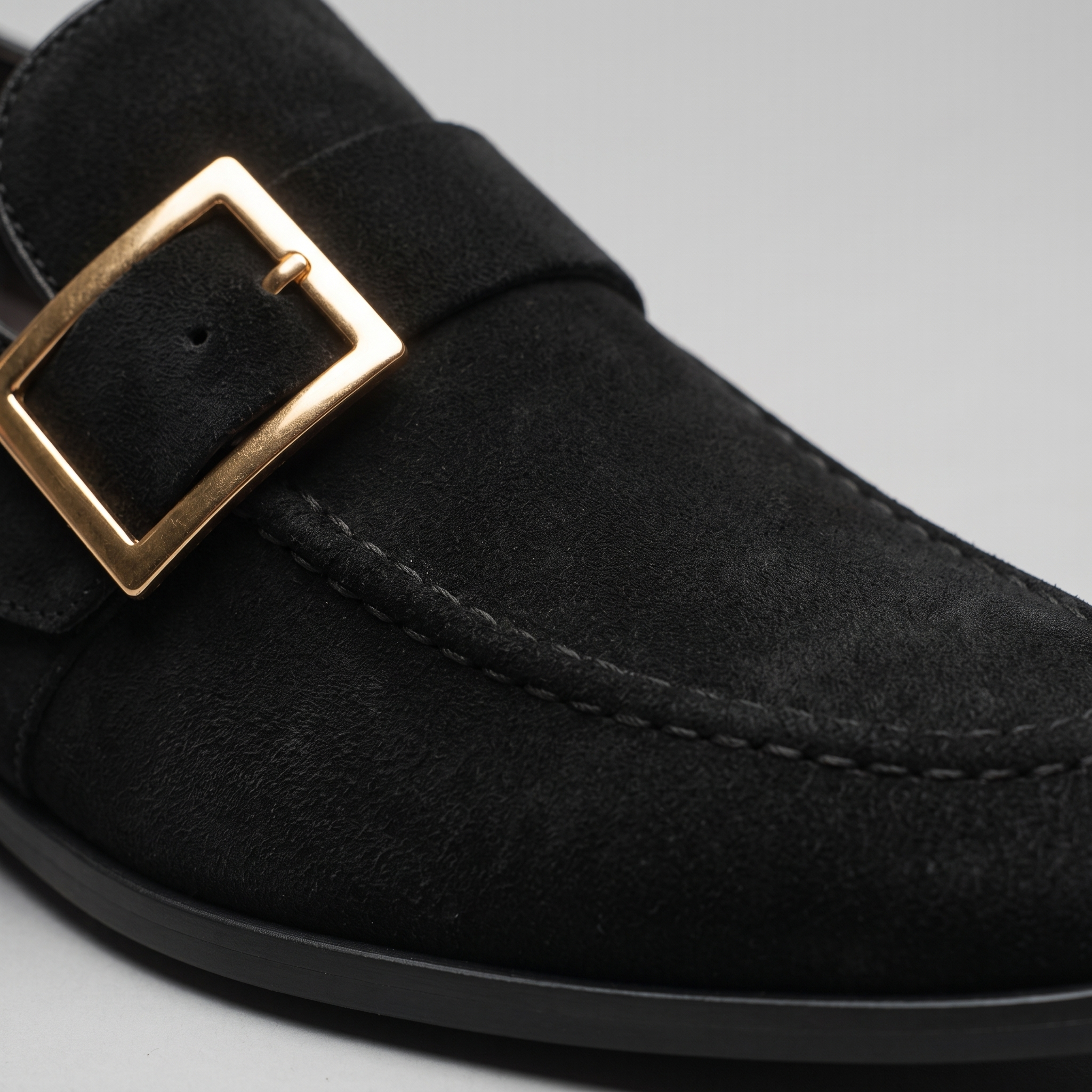 Men's Suede Gold Buckle Loafers