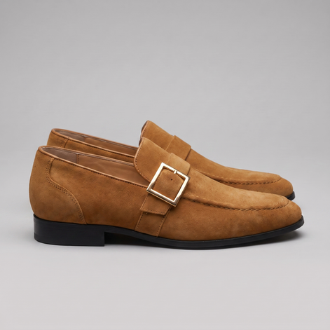 Men's Suede Gold Buckle Loafers