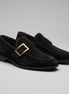Men's Suede Gold Buckle Loafers