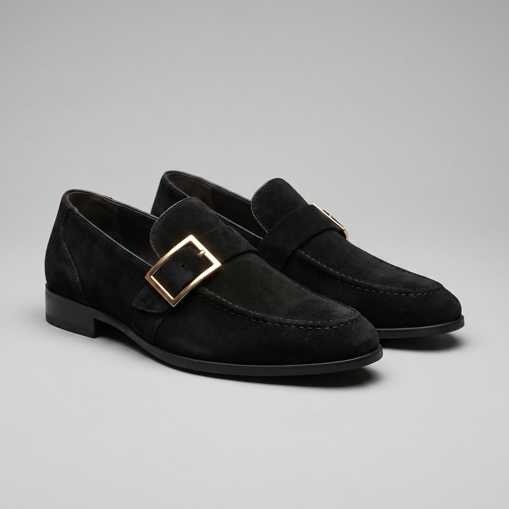 Men's Suede Gold Buckle Loafers