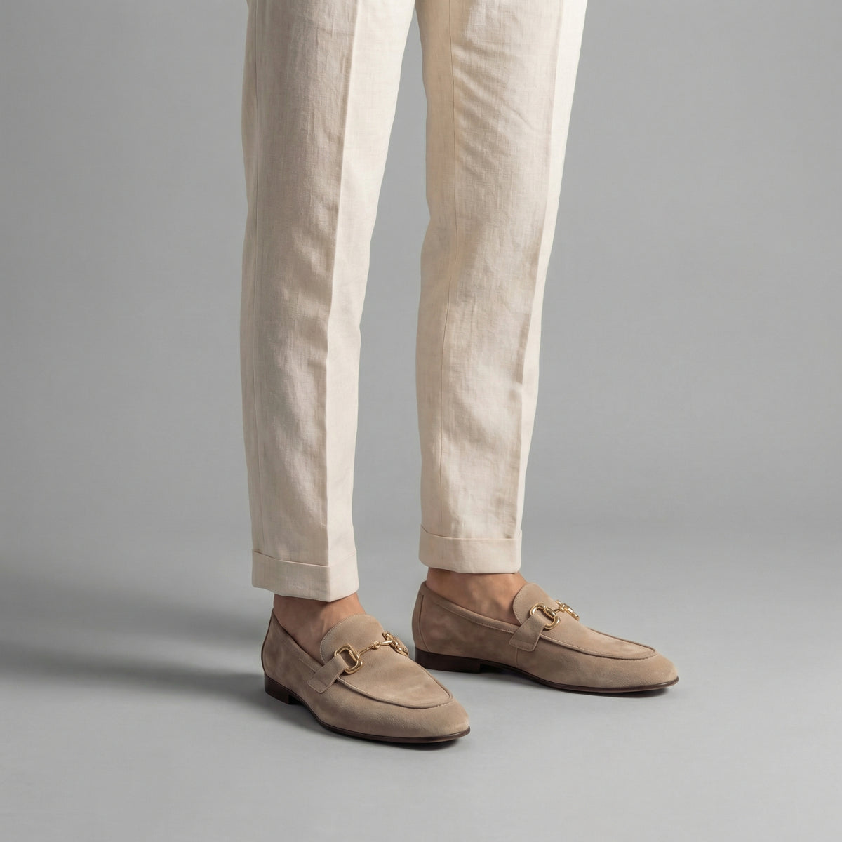 Men's Suede Loafers with Horsebit Detail