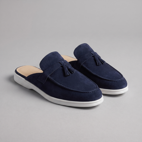 Men's Suede Metal Buckle Loafer Mules
