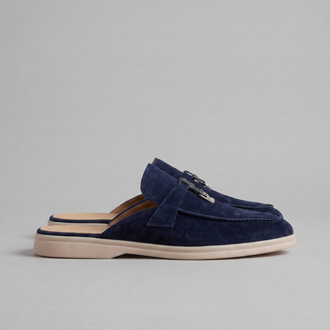 Men's Suede Metal Buckle Loafer Mules