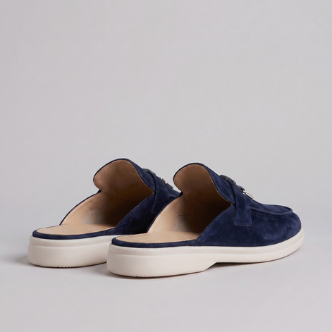 Men's Suede Metal Buckle Loafer Mules
