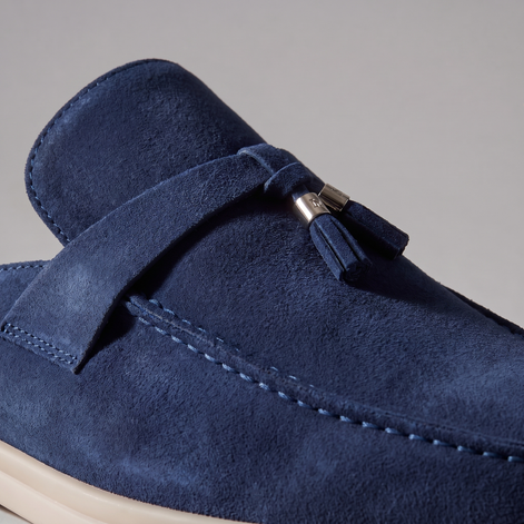Men's Suede Metal Buckle Loafer Mules