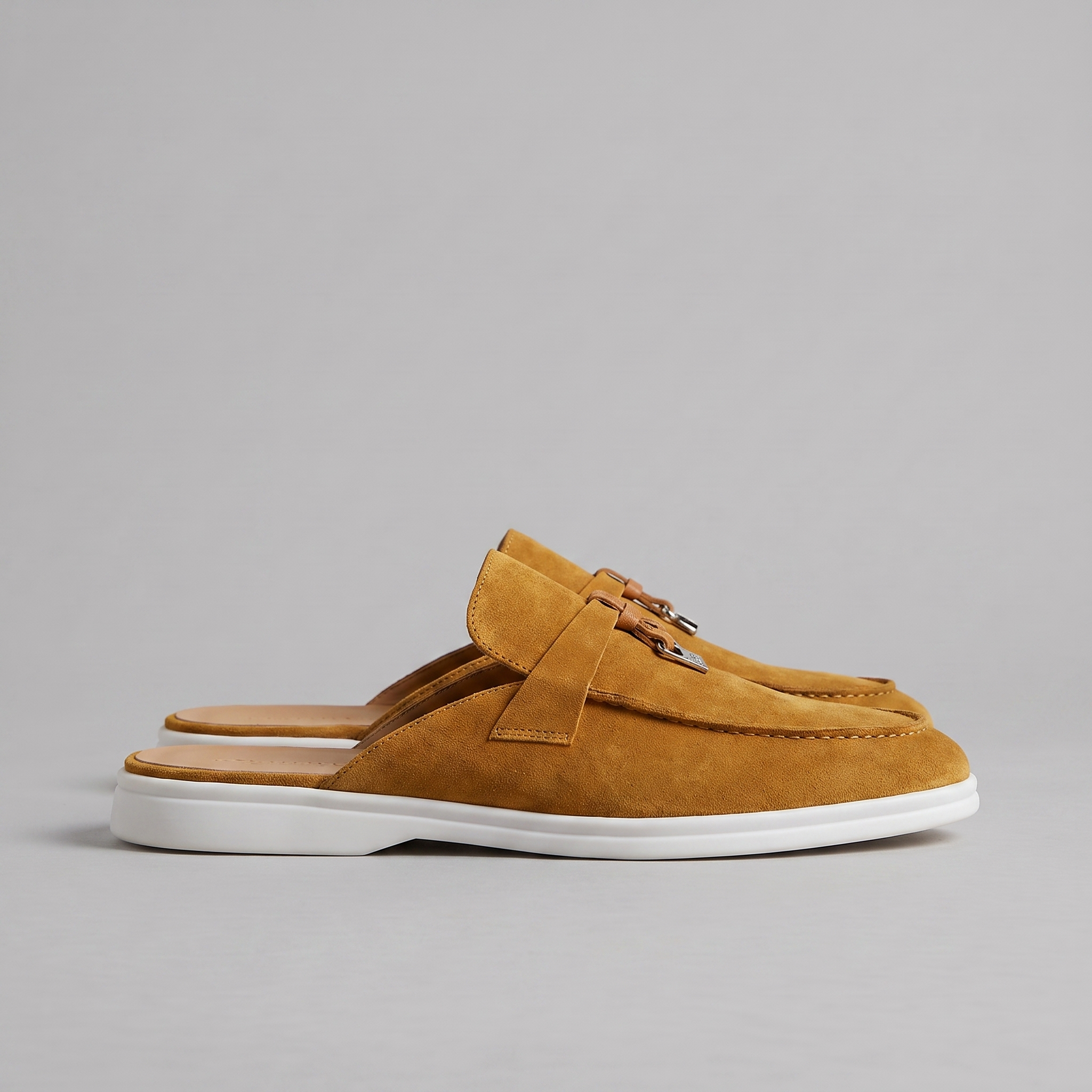 Men's Suede Metal Buckle Loafer Mules