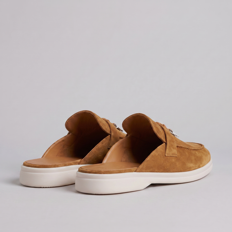 Men's Suede Metal Buckle Loafer Mules
