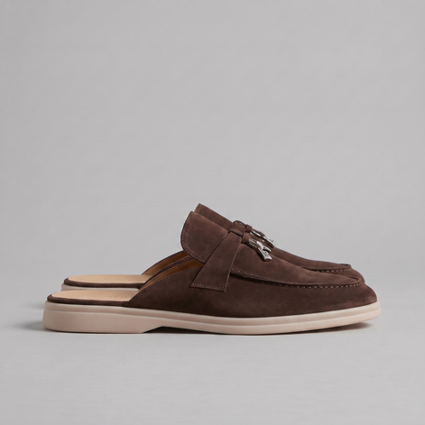Men's Suede Metal Buckle Loafer Mules