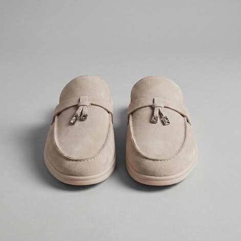 Men's Suede Metal Buckle Loafer Mules