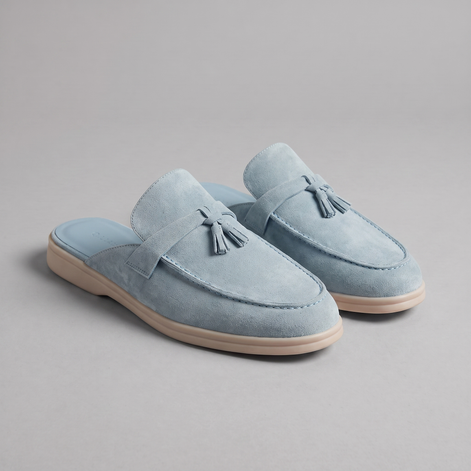 Men's Suede Metal Buckle Loafer Mules