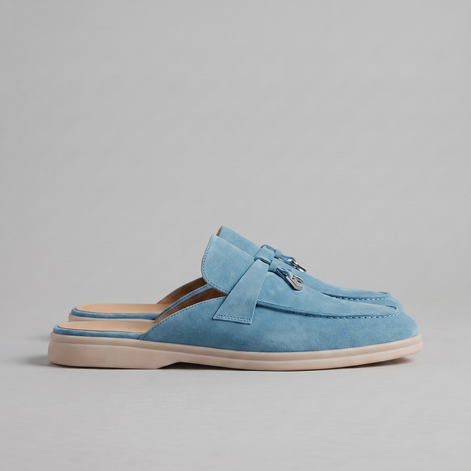 Men's Suede Metal Buckle Loafer Mules