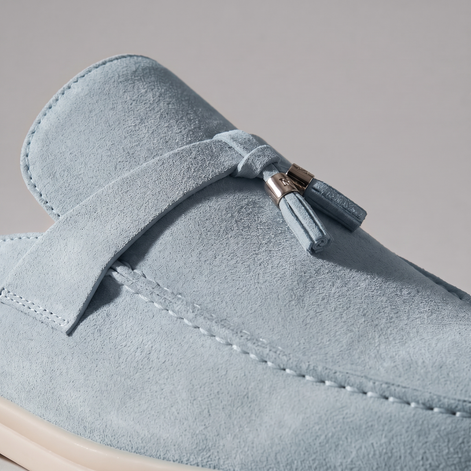 Men's Suede Metal Buckle Loafer Mules