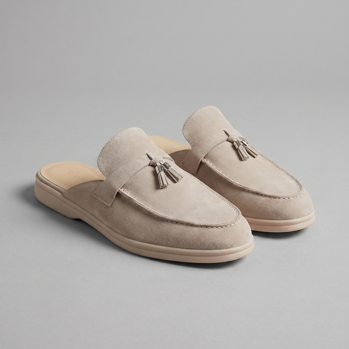 Men's Suede Metal Buckle Loafer Mules