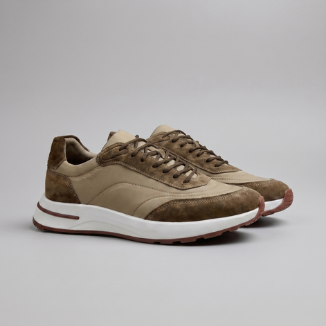 Men's Suede Panel Lace-Up Trainers