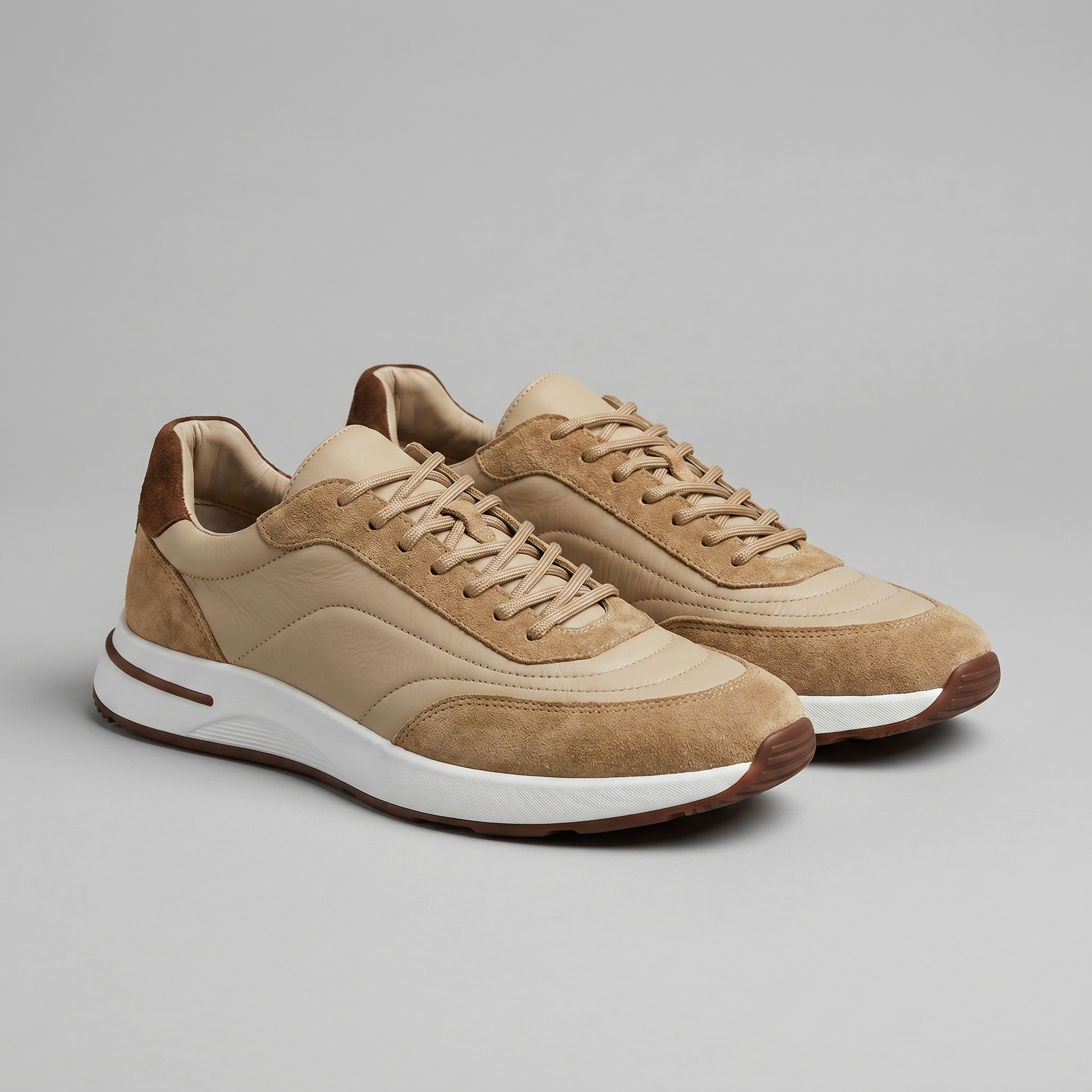 Men's Suede Panel Lace-Up Trainers
