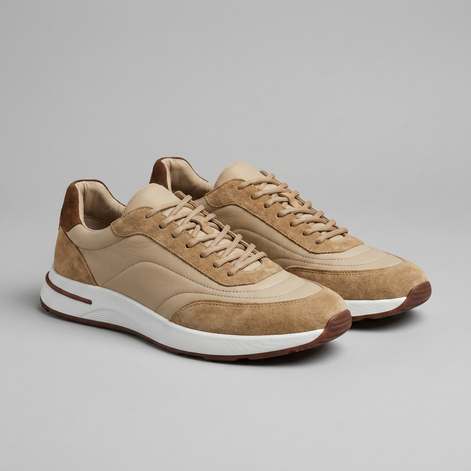 Men's Suede Panel Lace-Up Trainers