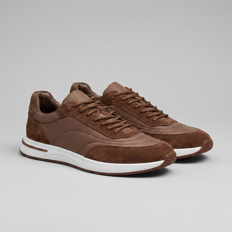 Men's Suede Panel Lace-Up Trainers