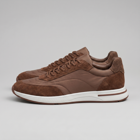 Men's Suede Panel Lace-Up Trainers