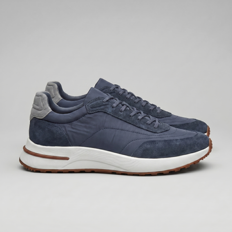 Men's Suede Panel Lace-Up Trainers