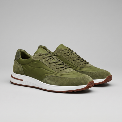 Men's Suede Panel Lace-Up Trainers