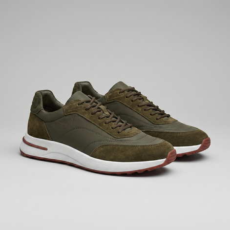 Men's Suede Panel Lace-Up Trainers