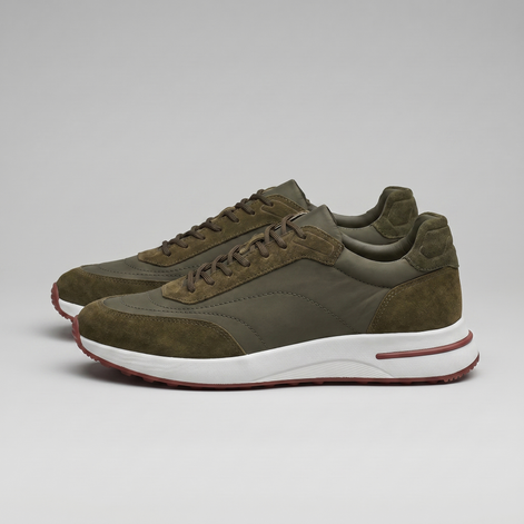 Men's Suede Panel Lace-Up Trainers