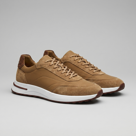 Men's Suede Panel Lace-Up Trainers
