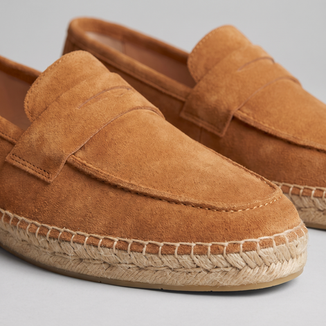 Men's Suede Penny Espadrille Loafers