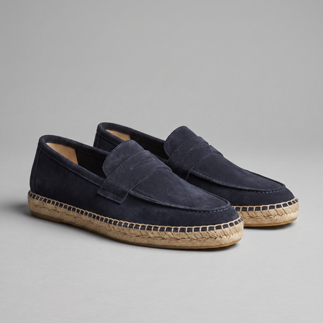 Men's Suede Penny Espadrille Loafers