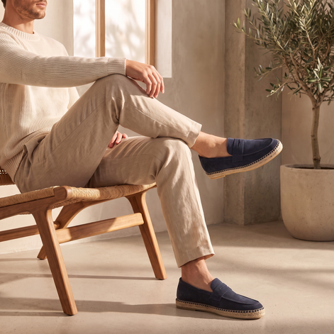 Men's Suede Penny Espadrille Loafers
