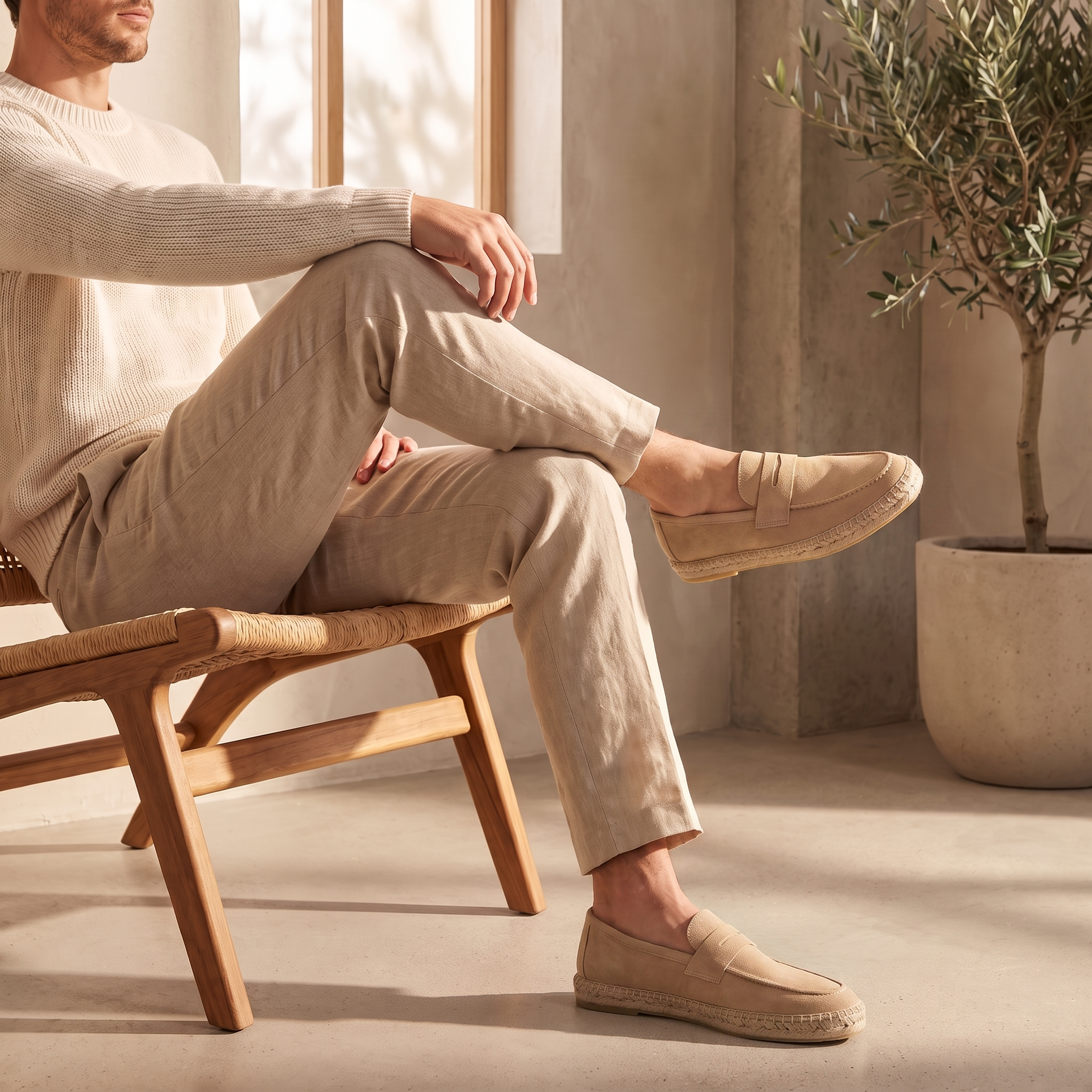 Men's Suede Penny Espadrille Loafers