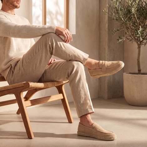 Men's Suede Penny Espadrille Loafers