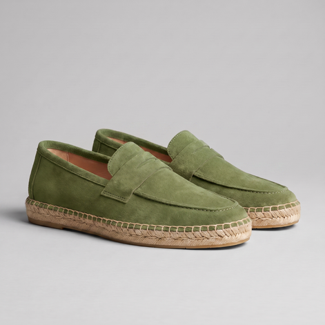 Men's Suede Penny Espadrille Loafers