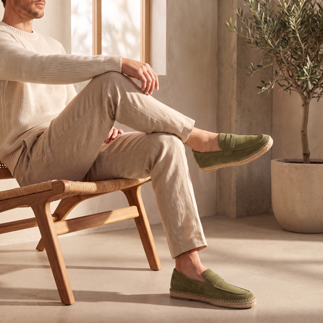 Men's Suede Penny Espadrille Loafers